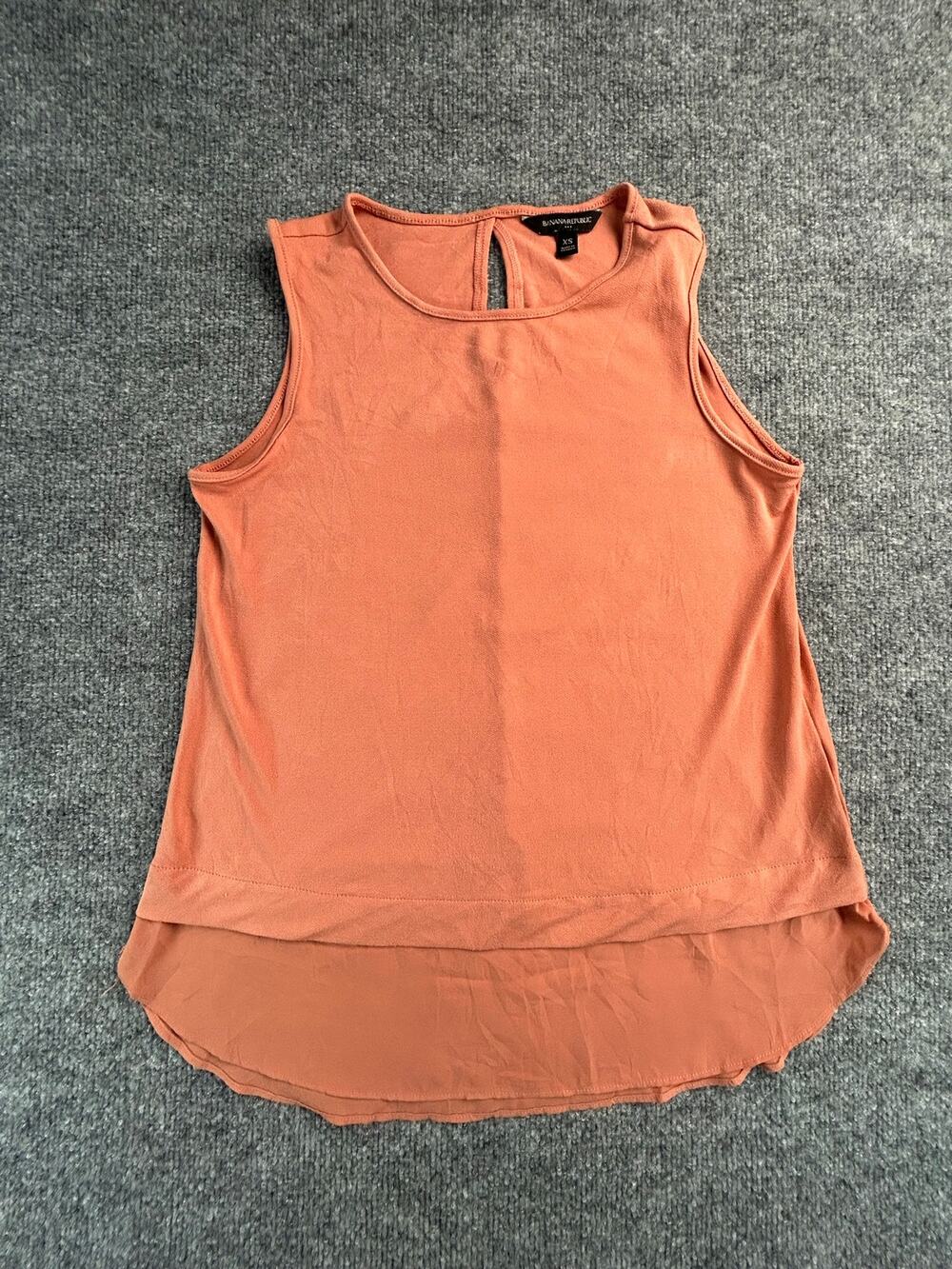 Banana Republic W XS Sleeveless Blouse Rust Orange High Low Layered Hem Back
